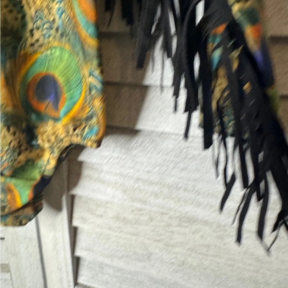 Handmade Small Shop Peacock Fringe Leotard. Absolutely Adorable. Size 2/3. OOAK